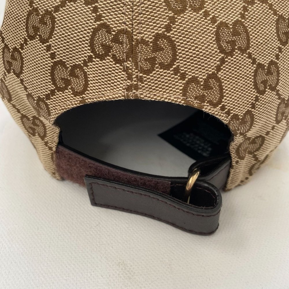 Gucci Beige Brown Monogram Baseball Cap with Green-Red Stripe - Picture 5 of 14